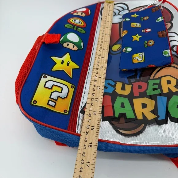 NWT Nintendo Super Mario Backpack Lunch Bag Pencil Case Set Character School - Picture 15 of 16